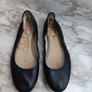 SAM EDELMAN FRITZ Black Leather Ballet Flats Women's Size 12M Slip On Shoes